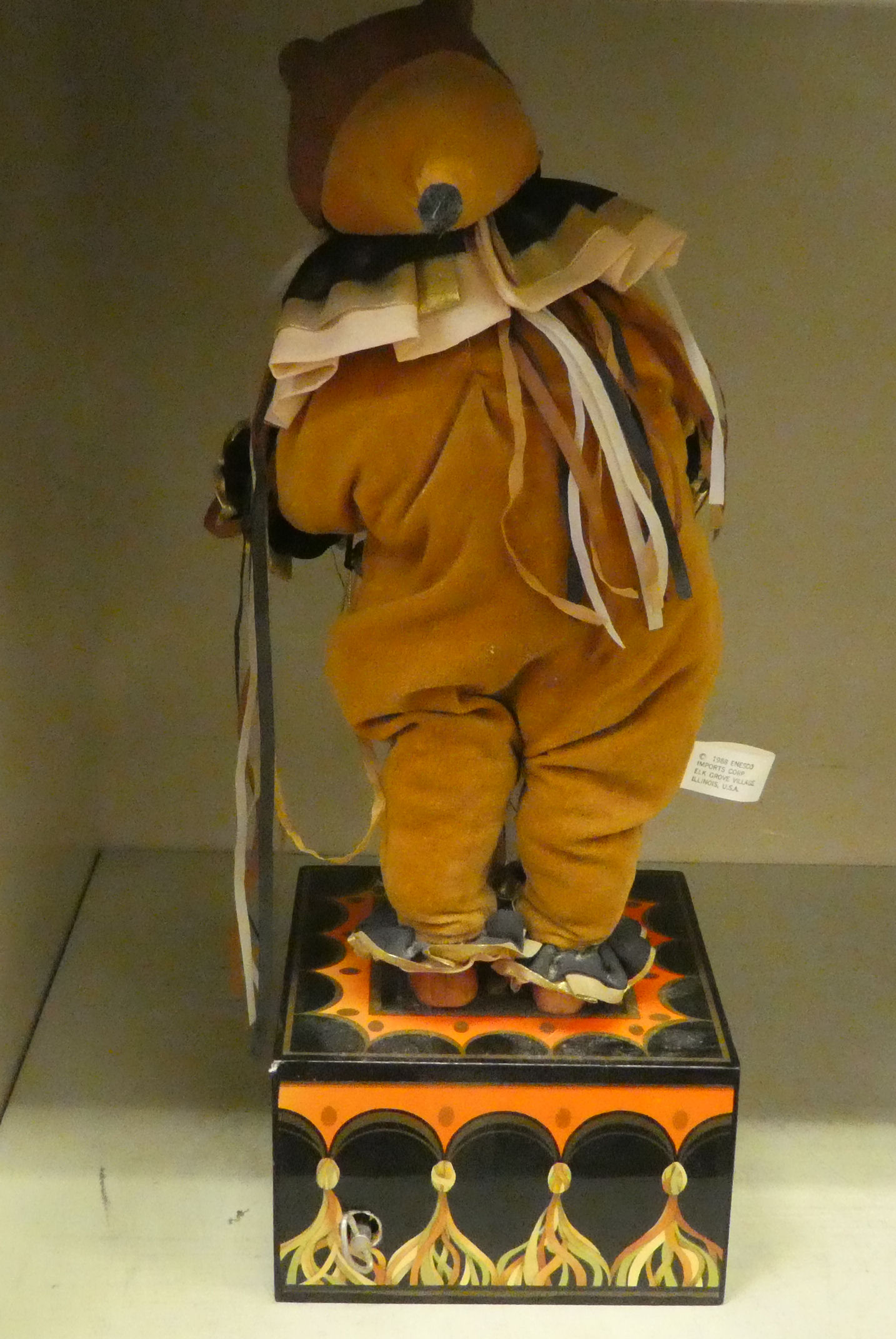 An Enesco Drummer bear, designed by Faith Wick, on a music box plinth  no.358  16"h - Image 4 of 6