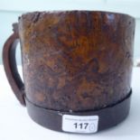 An 18thC (possibly German) rustically constructed walnut handled vessel