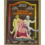 A vintage French film poster, 'Certains L'Aiment Chaud' (some like it hot)  31" x 23"