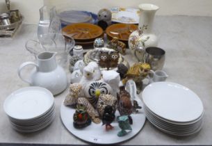 A mixed lot: to include Rosenthal porcelain tableware; and owl ornaments  largest 4"h