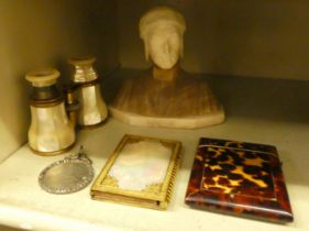A mixed lot: to include a late Victorian tortoiseshell card case with a hinged lid