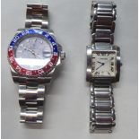 Two stainless steel cased bracelet watches