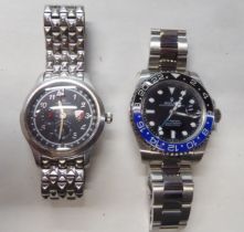 Two unbranded stainless steel cased bracelet watches