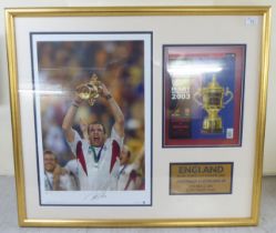 2003 Rugby World Cup, comprising a picture of Martin Johnson  bearing a signature; a match