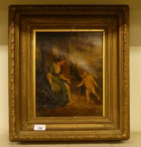 19thC European School - a mythical scene  oil on canvas  9" x 11"  framed
