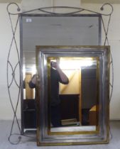 Two modern mirrors, set in metal frames  33" x 44" & 22" x 30"