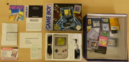 A Game Boy with various games