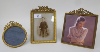 Three similar early/mid 20thC French cast brass photograph frames  mixed sizes