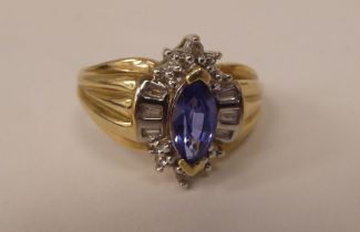 A 10ct gold vintage design ring, set with a blue stone