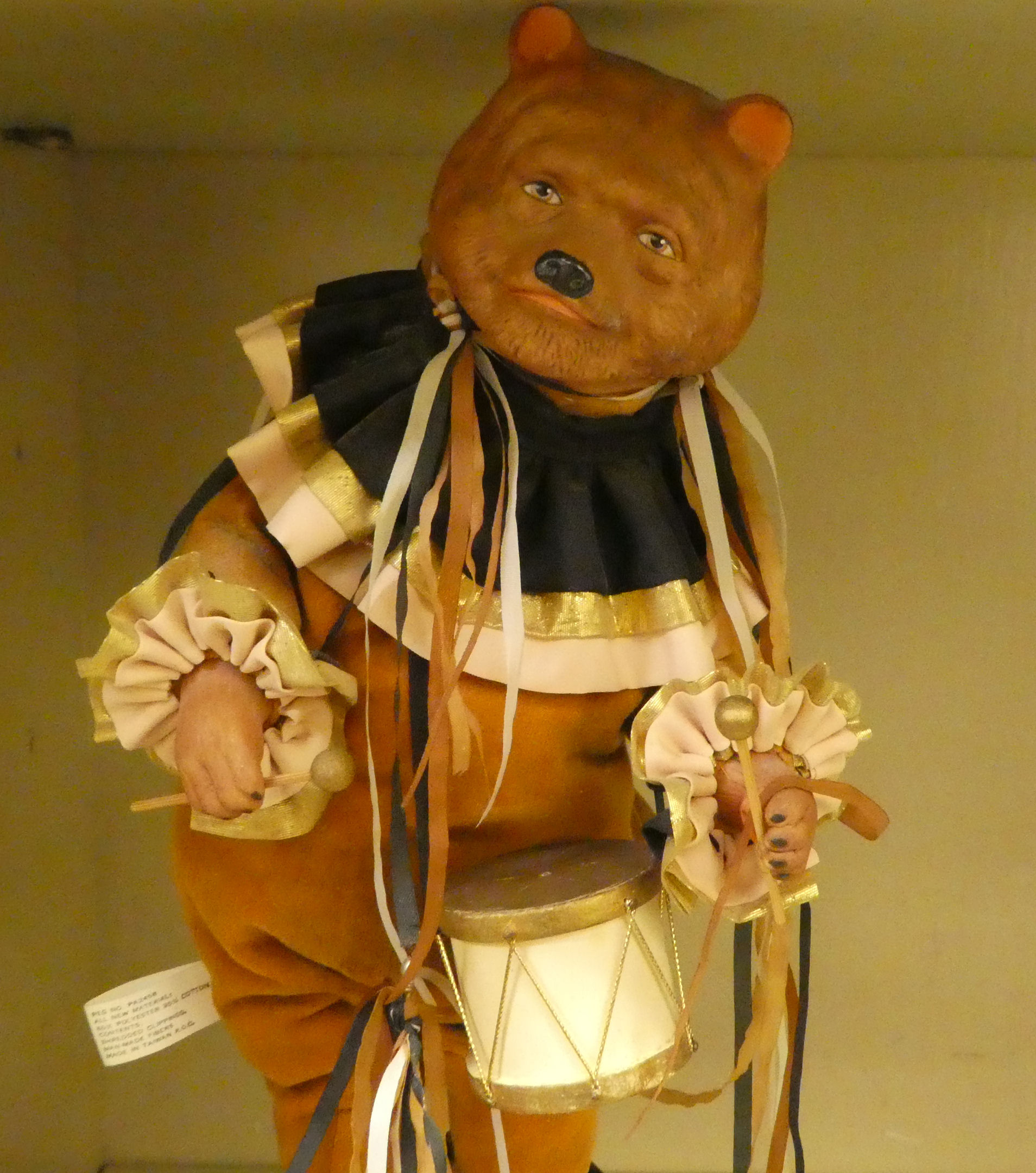 An Enesco Drummer bear, designed by Faith Wick, on a music box plinth  no.358  16"h - Image 2 of 6