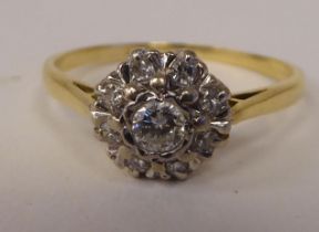 A bi-coloured gold diamond cluster ring