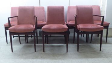 Attributed to Robert Heritage for Archie Shine, a 1960s set of eight rosewood framed dining chairs