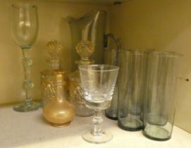 Glassware: to include a Whitefriars jug with a crimped spout  10"h