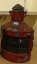 A Bakboord red painted iron ships signalling lamp   21"h