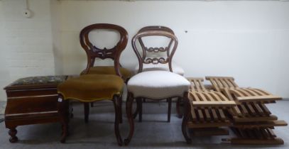 Furniture: to include a pair of late Victorian mahogany framed, bar and balloon back dining chairs