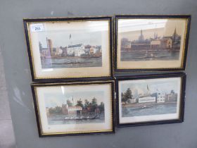 A series of four 19thC coloured rowing prints, featuring participants on the river  approx. 5" x 7.