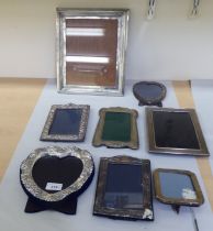 Eight silver, EPNS and other photograph frames  various sizes and forms  mixed marks