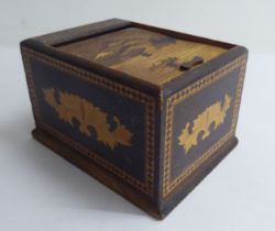 An Inter-Wars period Oriental table-top, novelty wooden, mechanical cigarette dispenser, the box