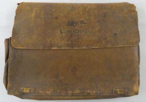 A brown hide folio case, impressed 'Smith Dorrien', possibly referring to Arthur Dorrien-Smith, Lord