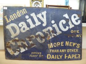 A vintage steel enamel advertising sign 'Daily Chronicle'  23" x 35"