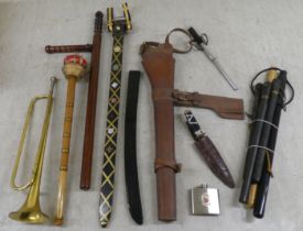 A mixed lot: to include a stained beech baton  32"L