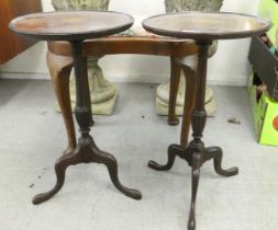 Small furniture, viz. a pair of early 20thC Georgian design, marquetry, mahogany pedestal tables
