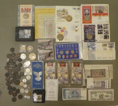 Coins and banknotes: to include British military currency (Please Note: this lot is subject to the