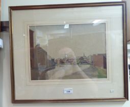 Ursula MacDonald - a study of a canal  watercolour  bears a signature  9" x 13"  framed
