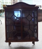 An Edwardian mahogany, partially glazed hanging display cabinet  33"h  24"w