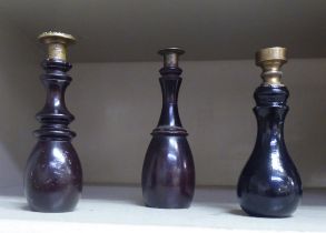 Three similar late 19thC brass letter seals, on turned wooden handles