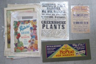 20thC advertising, film and television promotional ephemera: to include horticultural and lawn mower