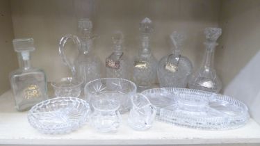 Decorative and functional glassware: to include decanters  largest 12"h