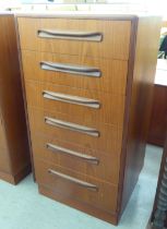 A G-Plan teak dressing chest with six drawers, on a plinth  39"h  21"w