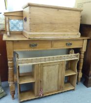 Small furniture: to include a late Victorian pine chest with a hinged lid  14"h  26"w