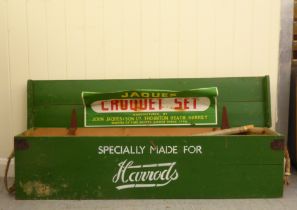 A 'vintage' Jaques (specially made for Harrods) croquet set, in a painted pine crate