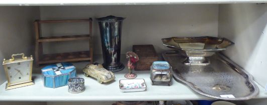 A mixed lot: to include an early 20thC glass ring box, raised on metal feet  3"sq