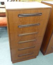 A G-Plan teak dressing chest with six drawers, on a plinth  39"h  21"w