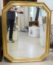 A modern mirror, the bevelled plate set in an octagonal gilt frame  36" x 46"