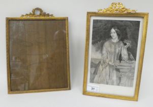 Two early 20thC French cast brass photograph frames, one on an easel back   5.5" x 9" and 7" x 9"