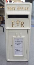 A white painted cast iron replica Royal Mail post box  23"h  10"w  14"deep