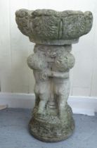 A composition stone two part pedestal bird bath  21"h