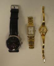 Three variously cased and strapped wristwatches