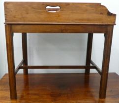 A mid 19thC mahogany tray table, raised on square legs  22"h  24"w