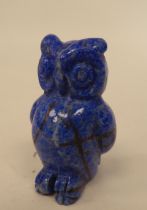 A lapis lazuli model, a standing owl  2"h