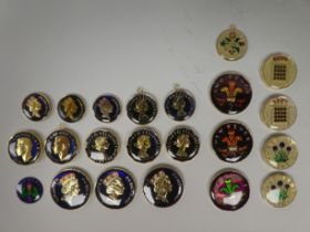 Uncollated enamelled British coins, some with pendant mounts