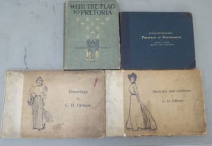 Books: 'Sketches and Cartoons' and 'Drawings' by CD Gibson  circa 1901; 'With the Flag to