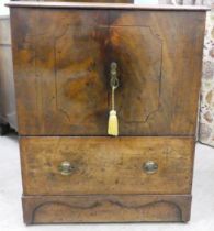 A George III mahogany commode with two doors and a drawer, on a plinth  35"h  27"w