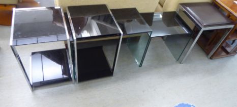 Chromium plated and clear/tinted glass occasional furniture: to include side tables  20"h  13"w