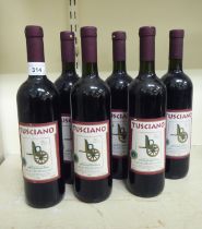 Wine: six bottles of Tusciano Pella Vigna Rosso  2003