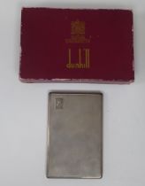 A Dunhill silver folding cigarette case with engine turned decoration and a sliding clasp  London